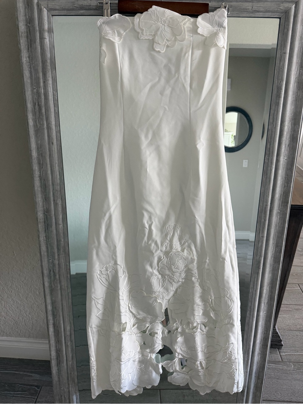 Miss Rosier White Strapless Floral Lace Midi Dress - Picture 5 of 7